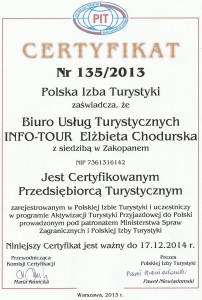 Certyfikat 2013